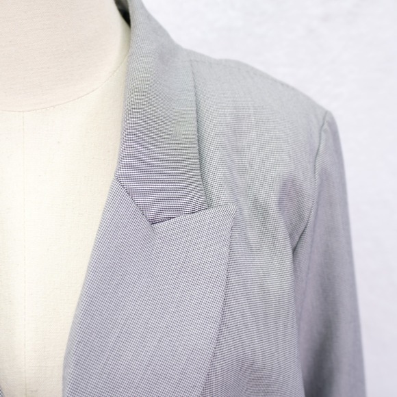 Rachel Zoe XL Gray Check‎ Peak Lapel Blazer Open Lined Polyester Viscose Spandex - Picture 2 of 10